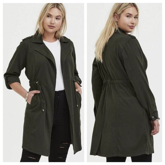 Torrid Women's Twill Drape Front Trench Rosin Size 00/10 - Picture 1 of 12
